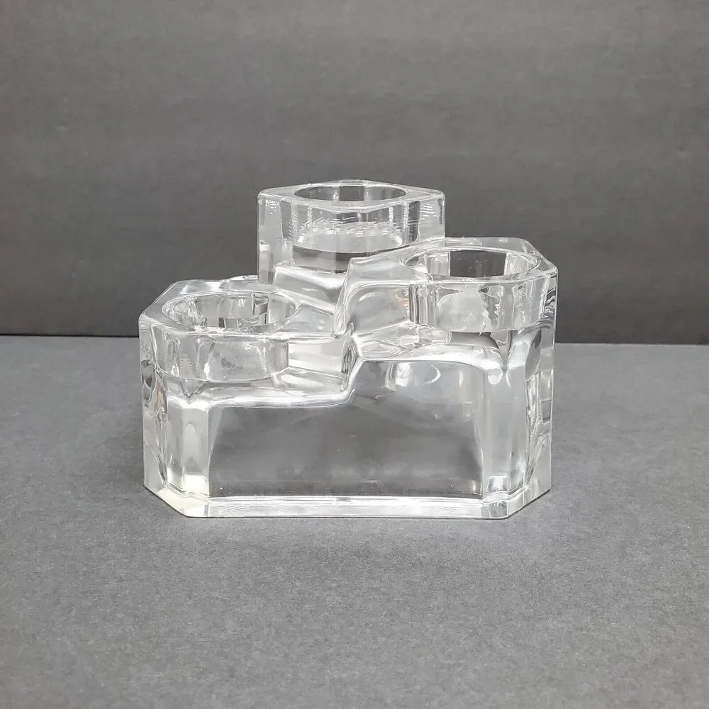 Partylite‎ Clear Glass Tiered Geometric 5-Light Votive Tea Light Candle Holder - Picture 5 of 7